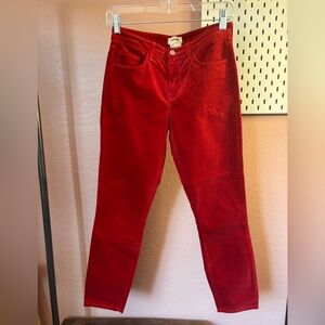 L'AGENCE Vibrant Red Straight Leg Velvet Pants